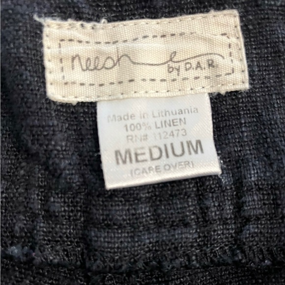 Neesh By D.A.R. Anthropologie LITHUANIAN LINEN Pants Women’s M Black Wide Leg - Picture 10 of 11